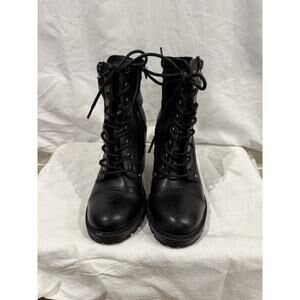 Guess Block Heel Lace Up Bootie Size 7 In Black